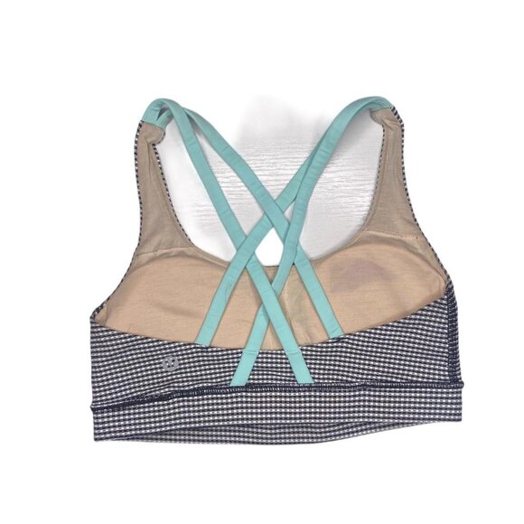Lululemon Energy Bra Gingham Luon White Black / Tranquil Blue - Picture 3 of 3
